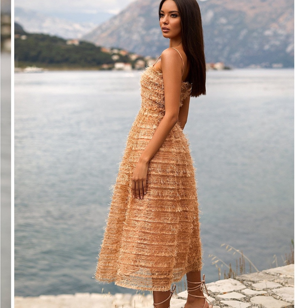 Alamour the Label Savannah Dress - Nude Orange Midi